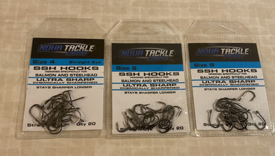 Salmon And SteelHead (Straight) Nova Tackle Fishing Hooks Sizes 4, 6, and 8!