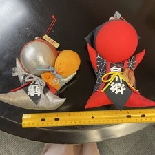 Two Large Japanese Faceless Fabric Lucky Charms