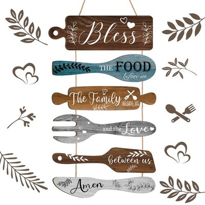 Bless the Food Before Us Kitchen Wooden Wall Decor Farmhouse Kitchen Prayer W...