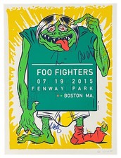 FOO FIGHTERS X5 DAVE GROHL SIGNED FENWAY PARK CONCERT POSTER (JULY 19,2015) JSA
