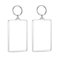 2pcs Clear Plastic Picture Frame Keychain Rectangle Shapes Blank Photo