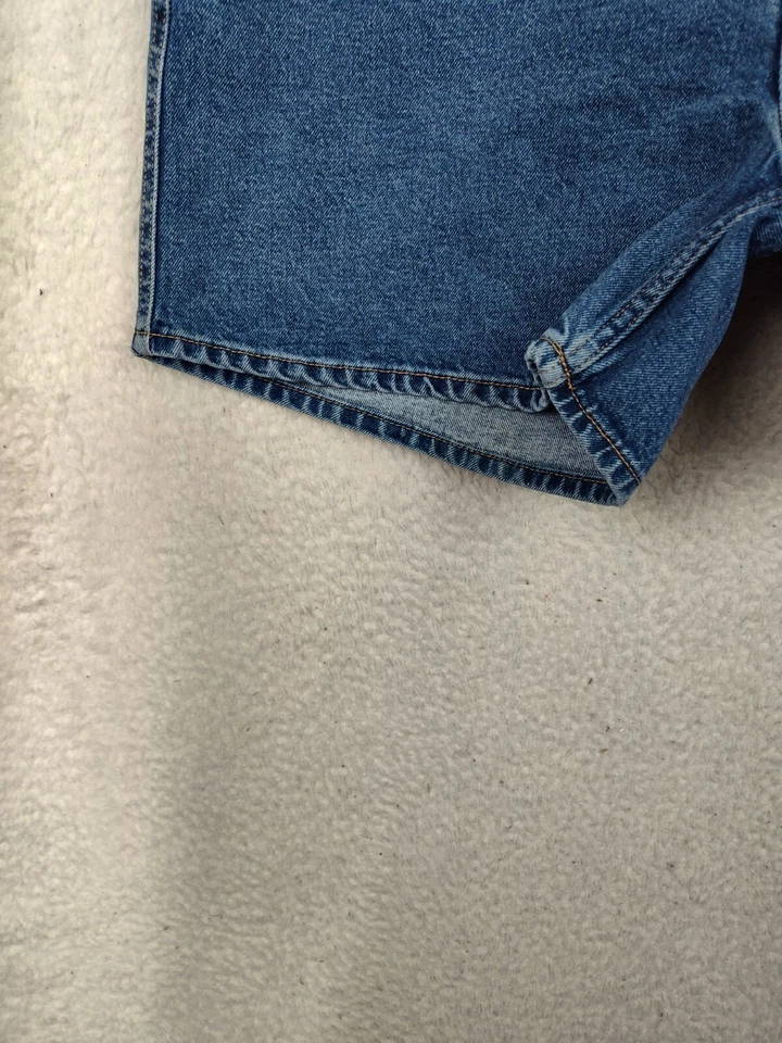 Zara Women Short 12 Blue Cotton Blend High Rise Straight Regular Fit Denim Chino - Image 4 of 4