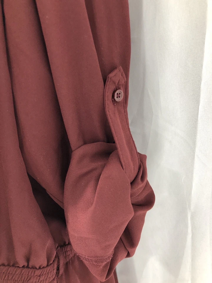 Vestido Mossimo Granate Manga Larga con Pestaña Elástica Cintura Forrada XXL Foto 3 de 4