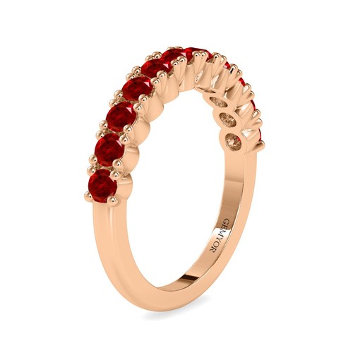 Ruby Anniversary Ring In 14K White Gold (1.21 CTW), Half Eternity Ruby Band - Picture 2 of 12