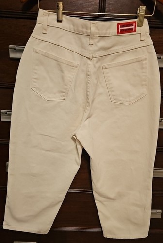 Halston, HALSTON JEANS DONNA taglia 8 bianco sporco cotone denim vita alta cropped - VINTAGE