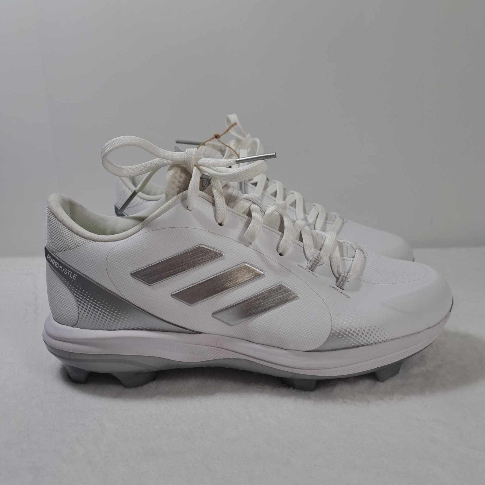 Adidas Purehustle 2 TPU Baseball Shoes White Grey Womens Size 7.5 H02347 New