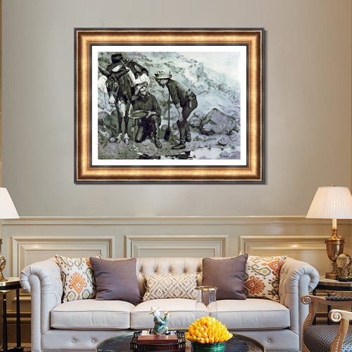 Lona Enmarcada Estampado Giclee Mineros Prospección por Frederic Remington Arte de Pared - Imagen 8 de 16
