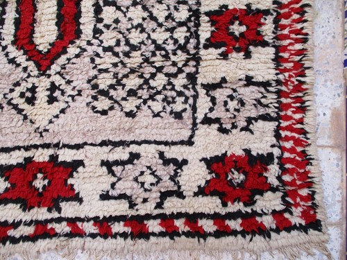 Vintage Moroccan Handmade Wool Grey Rug Fringe Tribal Berber Beni Ourain Carpet - Picture 9 of 12