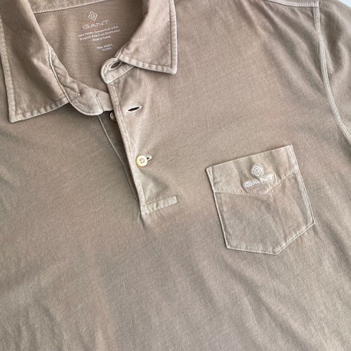 GANT Hombre Marrón Sólido Sol Descolorido Jersey Rugby Manga Corta Polo TALLA S - Imagen 9 de 10