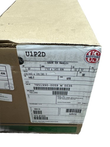 U.S. Motors U1P2D General Purpose Motor, 3-Phase, 1 HP, 143.T Frame - Picture 2 of 4