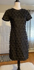 LITTLE BLACK DRESS Size 0 Banana Republic Black Polka Dot Eyelash Shift Dress