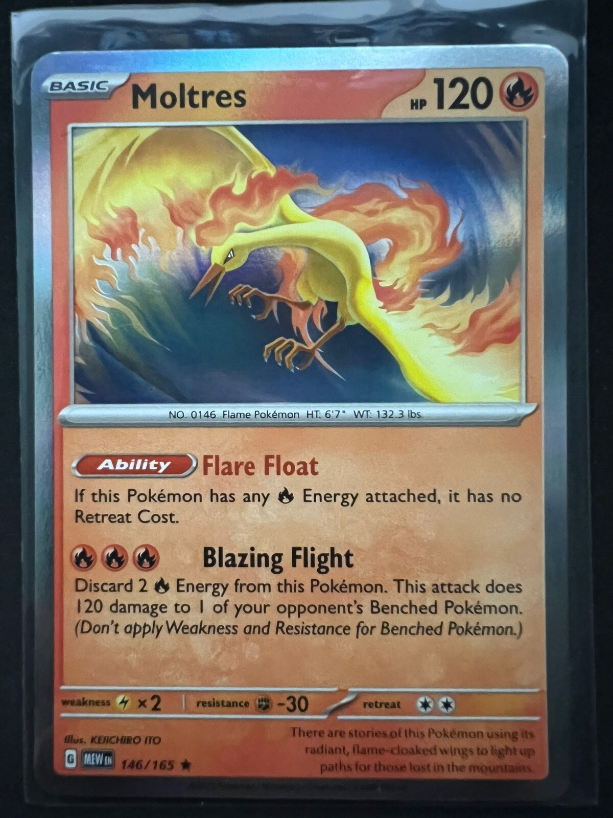 Moltres - 146/165 Pokemon 151 Holo Rare Pokemon Card English - NM/MINT
