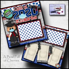 GRADUATION BOY QUARANTINE 2 premade scrapbook pages LAYOUT printed CHERRY 0143
