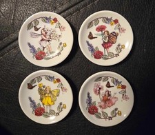 Miniature Set of 4 CMB 2008 Schylling Saucers White Floral VGT