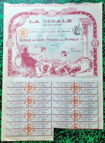 Paris XVIII è 120 Bld Rochechouart- Superbe La Cigale Théâtre Concert 14/08/1900 - 第 1/2 張圖片