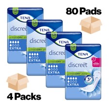 Image of 80 TENA LADY EXTRA DISCREET Incontinence Absorbent Pads for Women 4 x 20 Pack