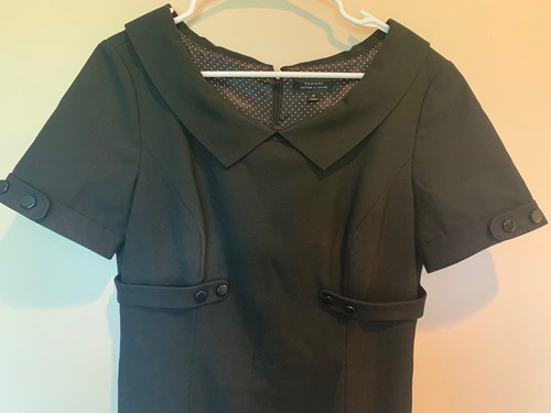 Tahari Arthur S. Levine Black Collared Buckle Dress SZ 8 - Picture 2 of 6