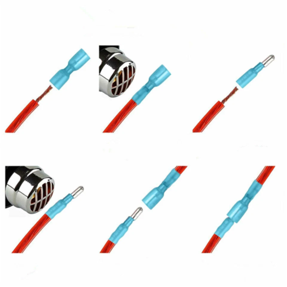 100x Blue Heat Shrink Bullet Wire Connector 16-14AWG Male/Female Crimp Terminals - Image 3 of 4