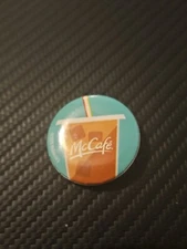 2015 McDonald’s McCafe Iced Coffee Cartoon Design Fast Food Employee Button Pin
