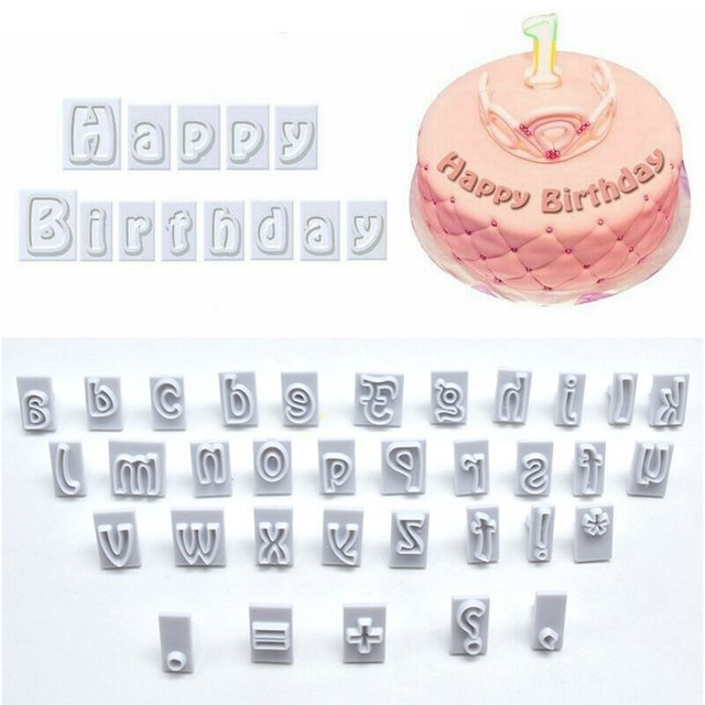 Embosser Cutter Fondant 64Pcs Decorating Cake Alphabet Number Letter