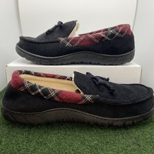 Totes Toasties Mens Memory Foam Slippers Size M 8-9 Black Plaid New