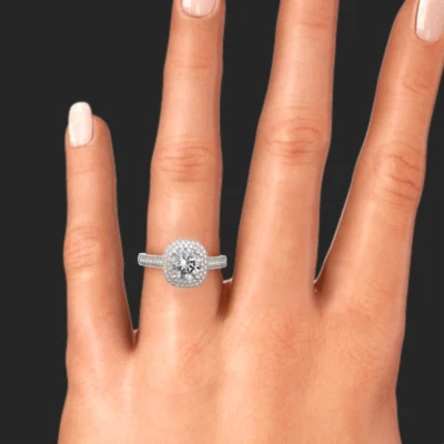 Rundschliff Diamant Verlobungsring Lab Created 14K Weißgold IGI 1,80 Ct - Bild 1 von 4