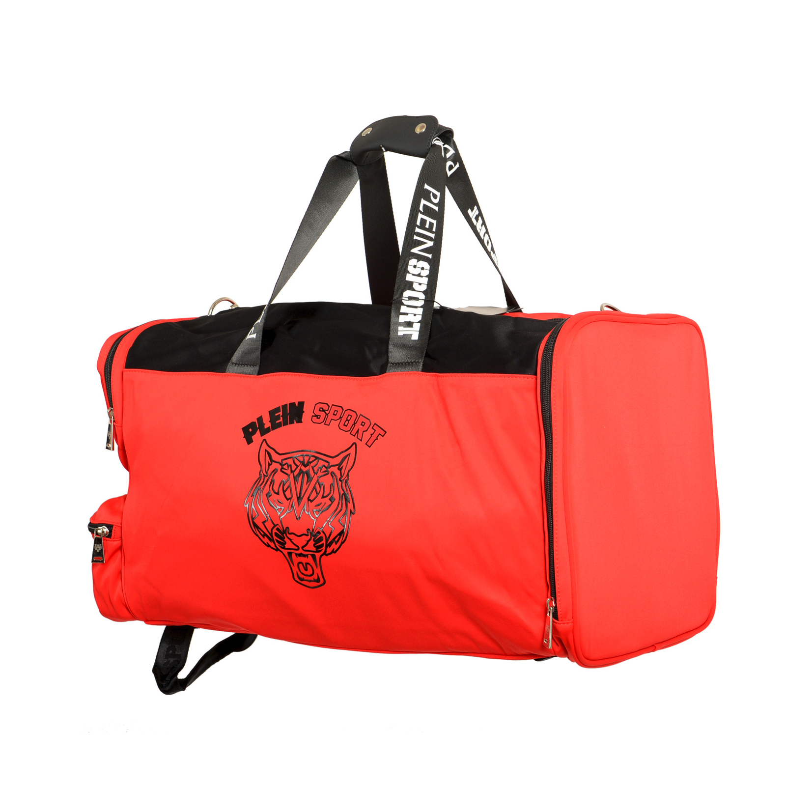 Plein Sport Men's Red Logo Print Large Travel Gym Duffle Backpack Bag