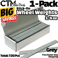 Tire Balancing Wheel Weights Stick-On Adhesive 1/4 oz Grey BIG BOX 720 ct.