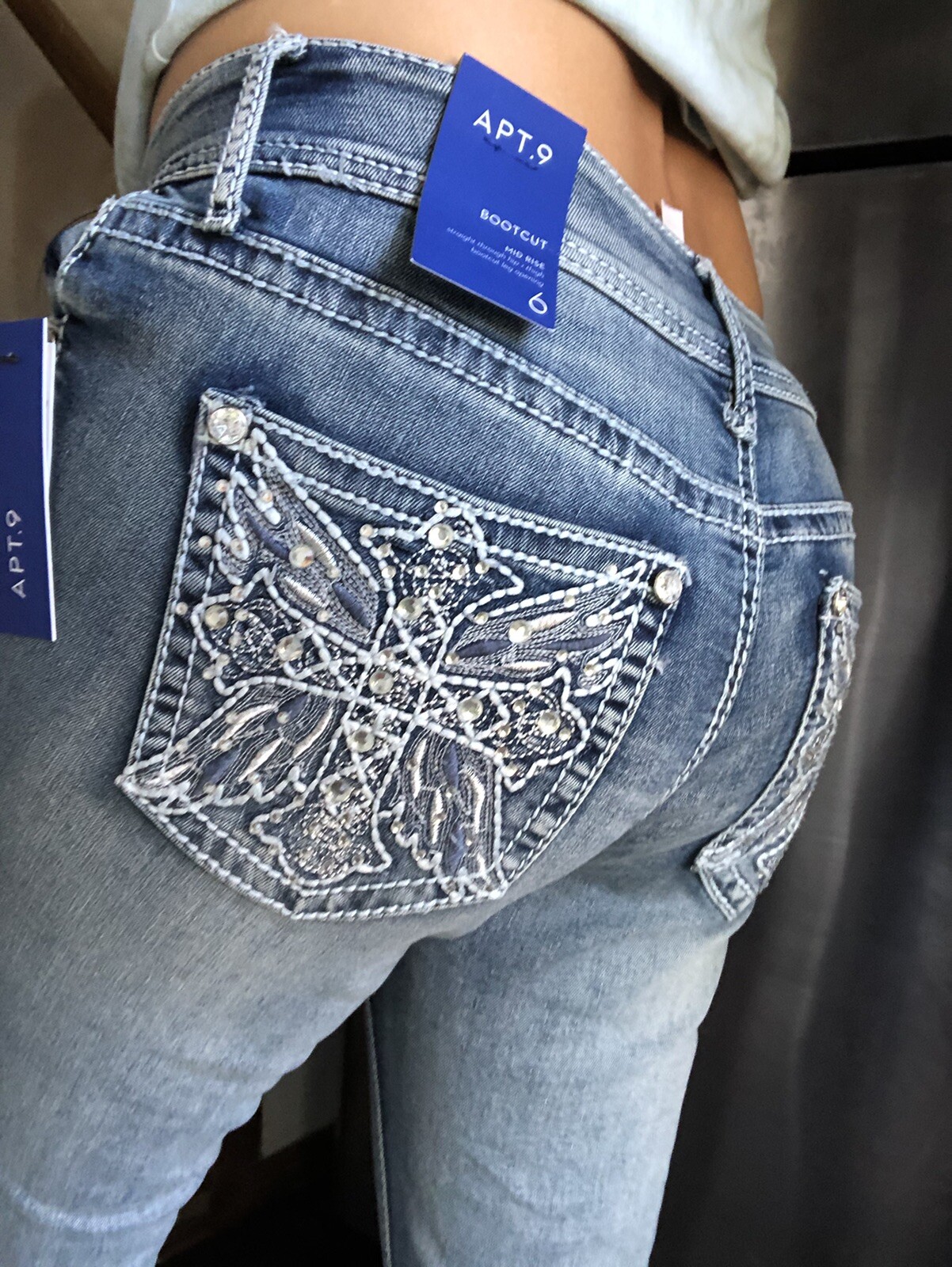 Apt. 9 Women's Mid Rise Winged Cross Pocket Bootcut Jeans Size 6 (30 X 32)  NEW | eBay