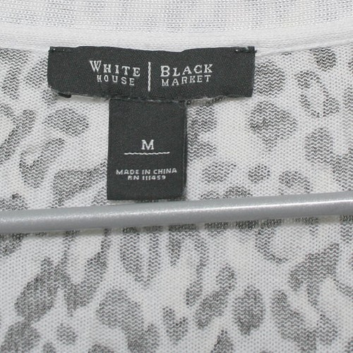 White House Black Market Leopard Metallic LongSleeve Rhinestone Cardigan M - Picture 5 of 10