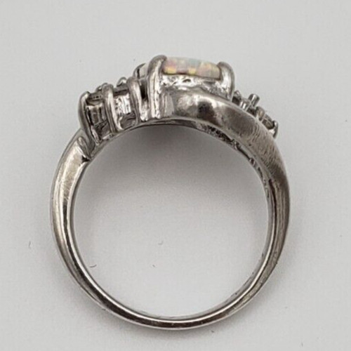 Opal with CZ Accents Sterling Silver Solid Ring S… - image 4