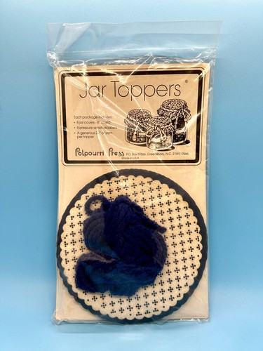 Jar Toppers Potpourri Press Decorative Canning Gift Yarn Labels Blue Dots Vtg - Picture 3 of 3