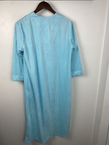 Miss Elaine Robe Small Petite Eyelet Trim Zip Up Cotragecore Beachy Comfy - Picture 5 of 7