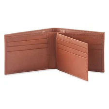 Style n Craft 200161-TN Bifold Leather Wallet with Center Flap in Tan