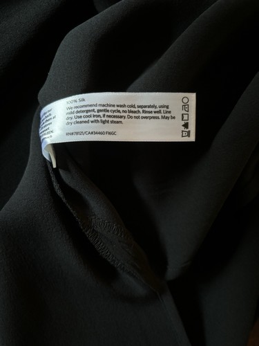 NWT Eileen Fisher Black Silk Georgette Crepe K/L Dress/Tunic w/ Side Slits 2X - Picture 5 of 6