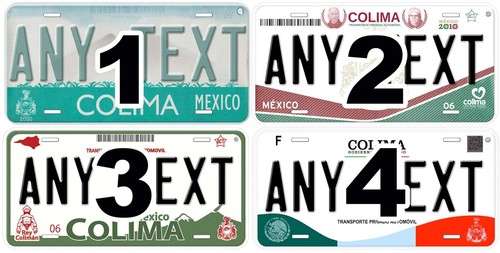 Colima Personalized Car Auto Mexico License Plates Any Text - Picture 2 of 8