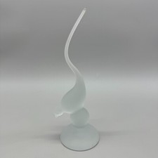 Viking Glass Satin Frosted Epic Long Tail Bird Handmade Vintage MCM Rare