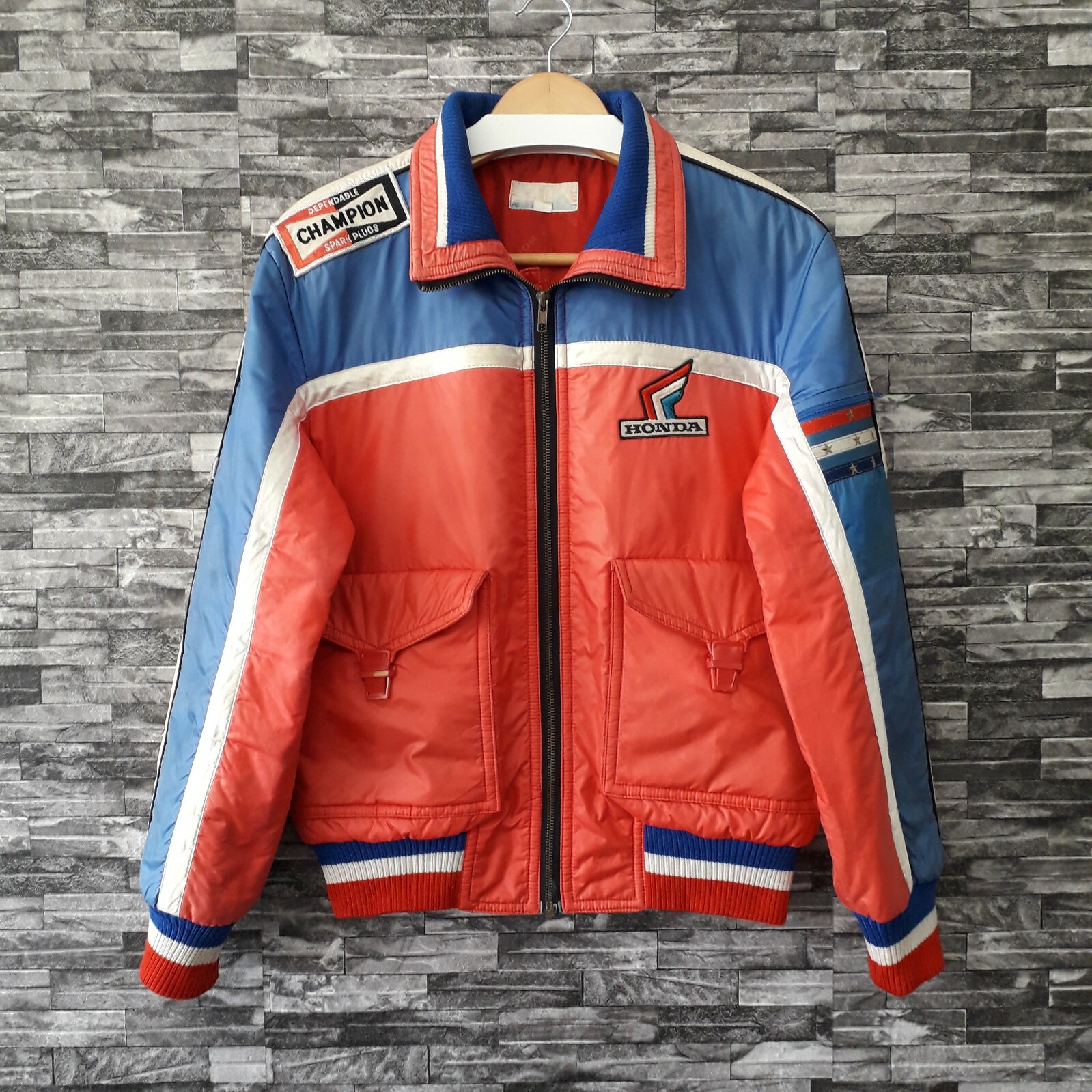 Vintage 80s Honda Racing Champion Spell Out Big Logo Light Puffer Down  Jacket M | eBay