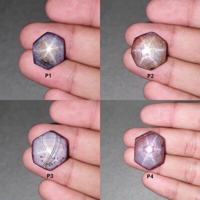 Natural Untreated Star Sapphire African Pink Sapphire 6Ray Star Hexagon Shape