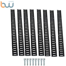Black Steel E Track Tie Down Rail Kit 5' E Track 8Pcs Bar Rails Powder Coated