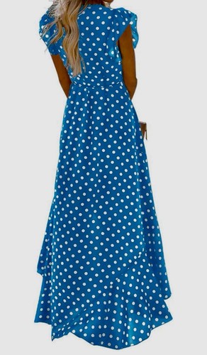 Grecerelle Polka Dot Printed V-Neck Wrap Maxi Dress NWT (XL) - Picture 6 of 6