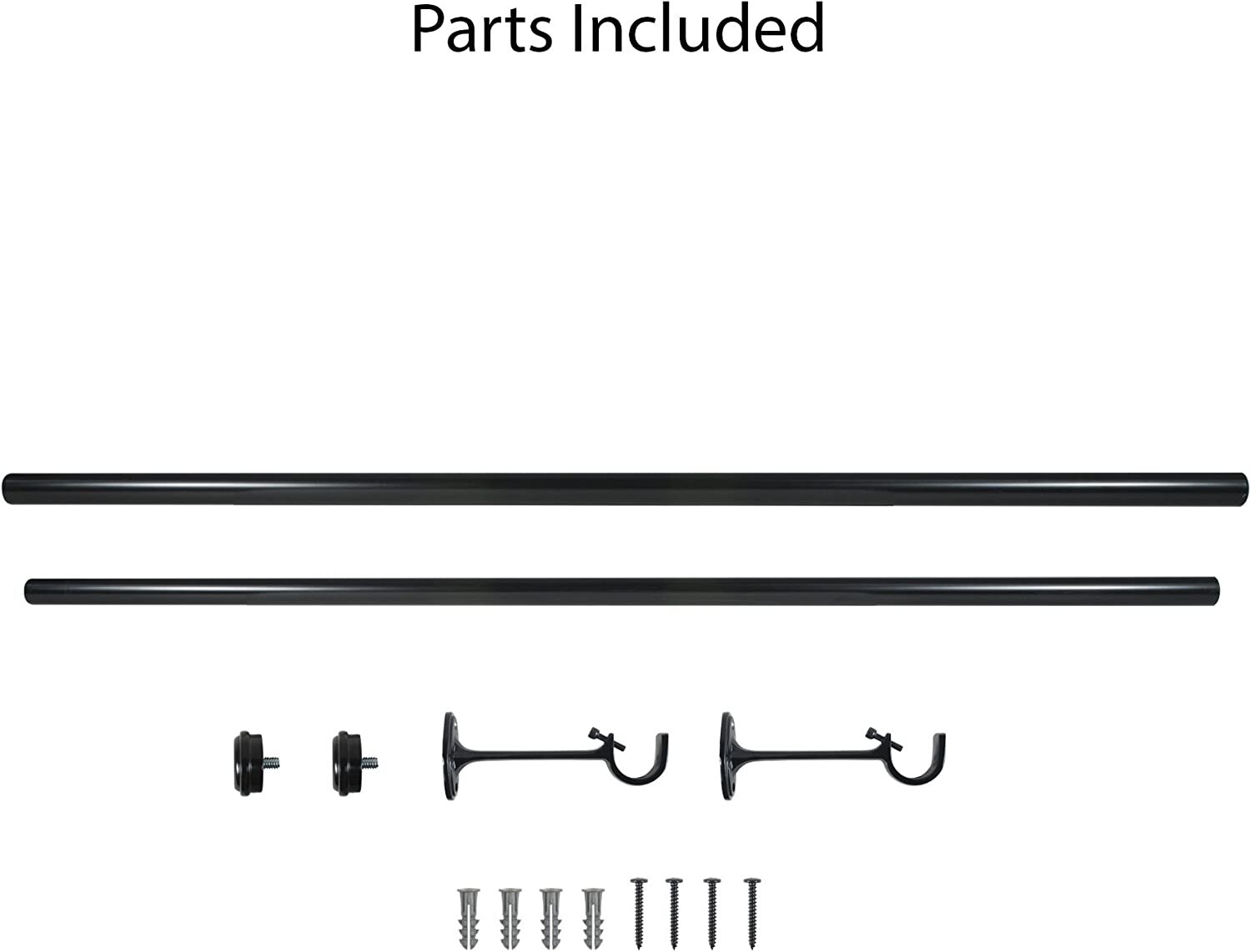 18 36 in Decopolitan End Cap Single Curtain Rod Set 18 to 36Inch