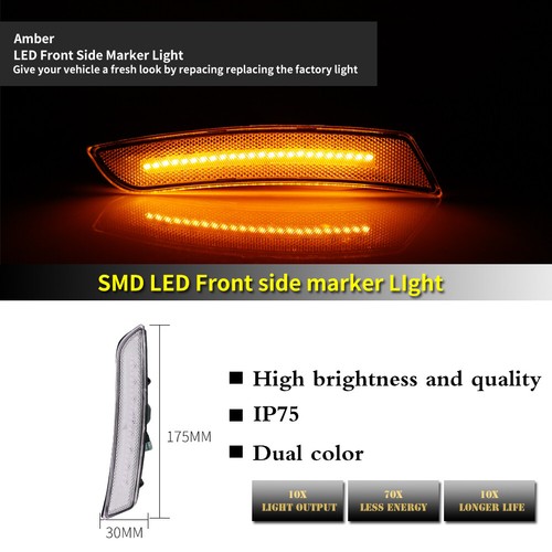 Luces de señalización delanteras LED ámbar transparente GTINTHEBOX para Chevy Camaro 2016-2023 - Imagen 4 de 14