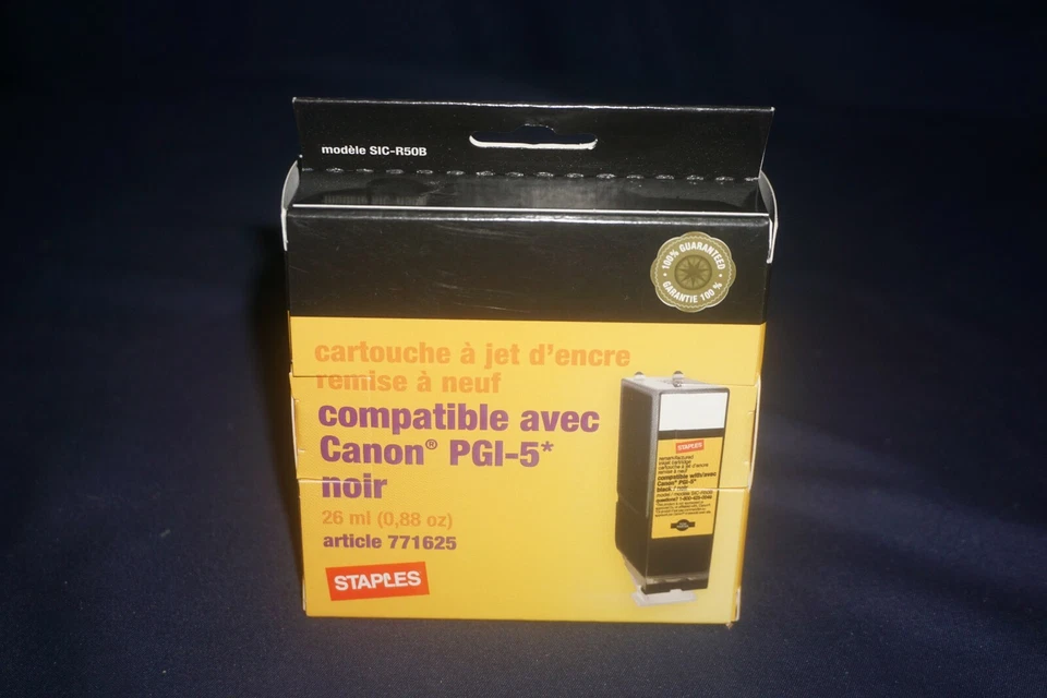 STAPLES REMANUFACTURED INJET PRINT CARTRIDGE CANON PGI-5 BLACK EXPIRED 2008 - Image 4 of 4