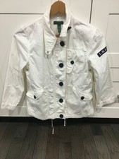 Rare Ralph Lauren Jeans Company White Denim Jacket, Embroidered Nautical Medium