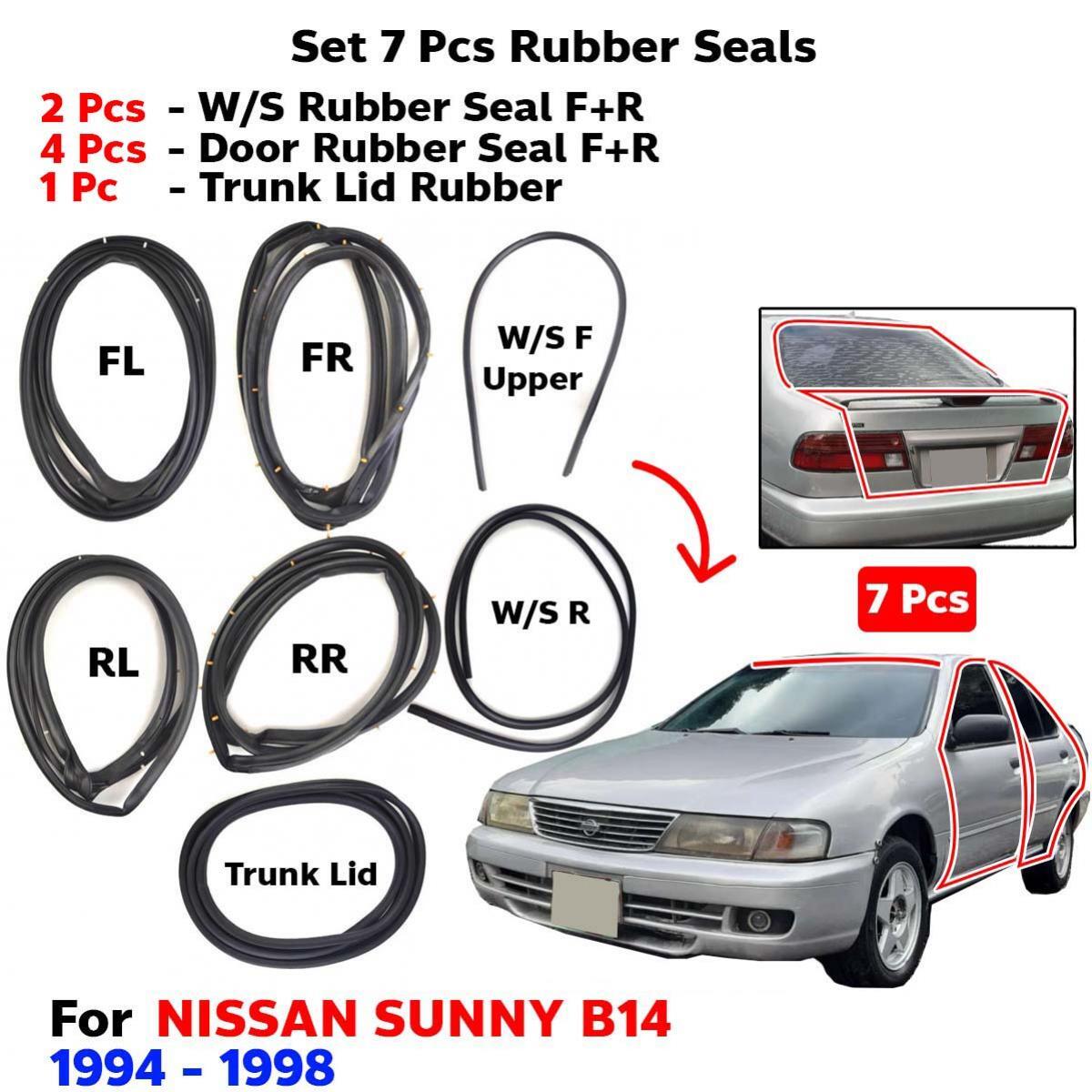 Windshield Door Rubber +Trunk Set 7 Fits Nissan Sentra B14 4D