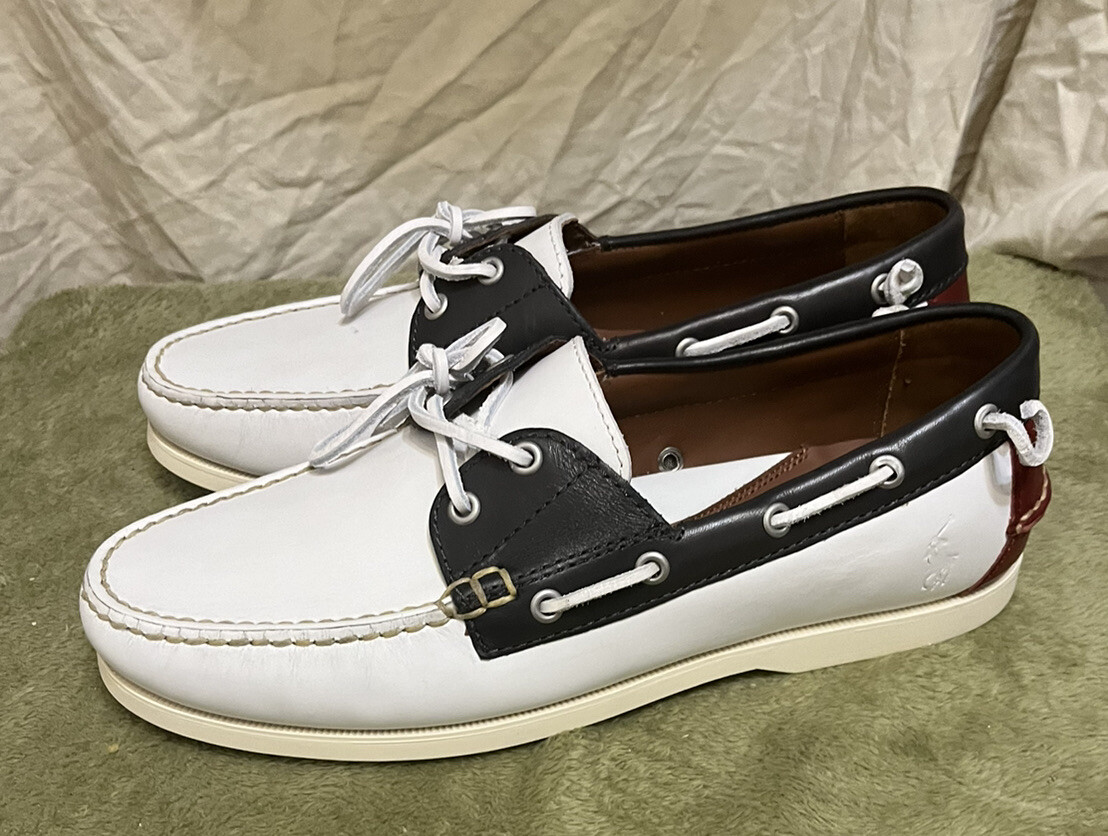 Ralph Lauren Polo Merton Men's Leather boat shoes navy blue/white NWOB size  11.5 | eBay