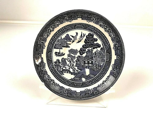 JOHNSON BROTHERS SAUCER WILLOW BLUE 1883 BACKSTAMP ENGLAND BROS FOR TEACUP MINT