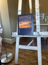 11/14 Acrylic Painting On Paper,night,landscape,sunrise,Sunset ,framed