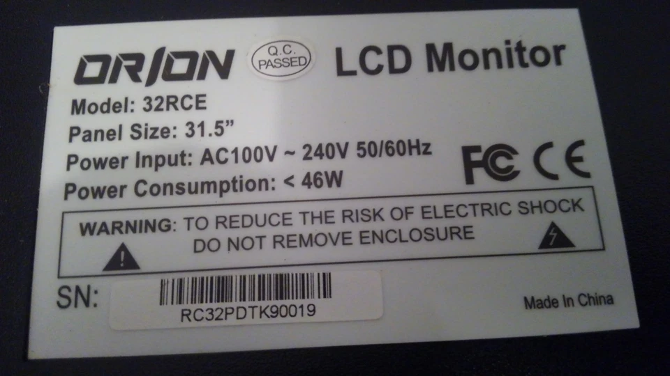 Orion 32RCE All Boards Bundle All Tech Tested PWL32M-C1,BSD6X16AVL-BNC,HV320FHB - Imagem 2 de 4